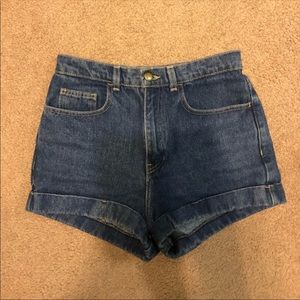 American Apparel Denim High Waist Cuff Shorts